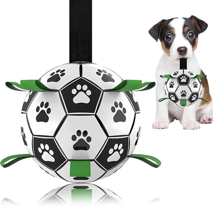 Dog Soccer Ball, Interactive Toys for Tug of War, Puppy Birthday Gifts, Tug Toy, Water Toy, World Cup Durable Balls for Small & Medium Size (6 Inch)