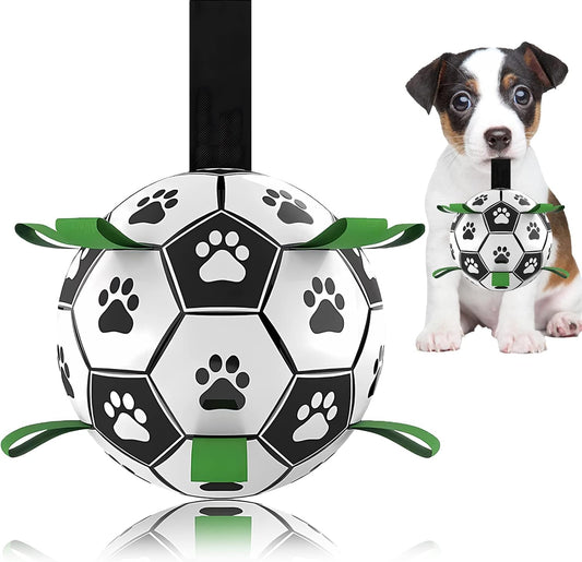 Dog Soccer Ball, Interactive Toys for Tug of War, Puppy Birthday Gifts, Tug Toy, Water Toy, World Cup Durable Balls for Small & Medium Size (6 Inch)