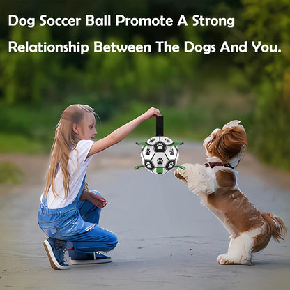 Dog Soccer Ball, Interactive Toys for Tug of War, Puppy Birthday Gifts, Tug Toy, Water Toy, World Cup Durable Balls for Small & Medium Size (6 Inch)