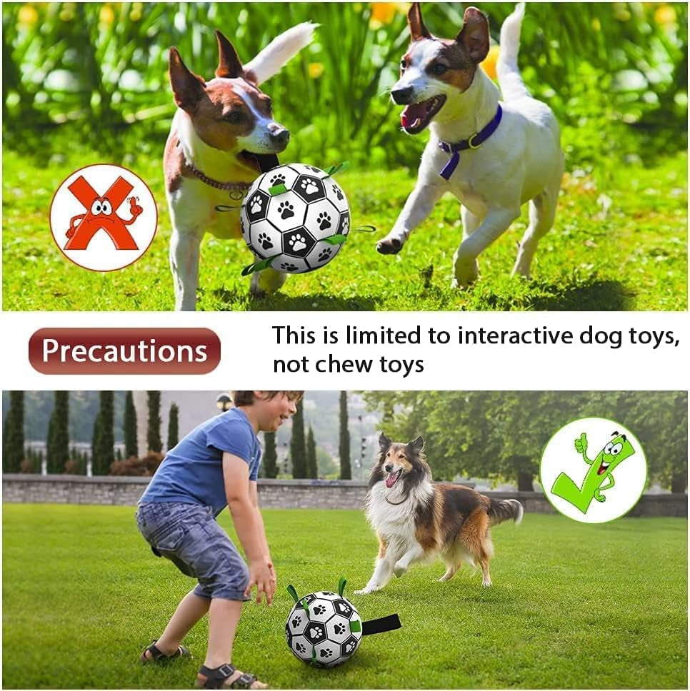 Dog Soccer Ball, Interactive Toys for Tug of War, Puppy Birthday Gifts, Tug Toy, Water Toy, World Cup Durable Balls for Small & Medium Size (6 Inch)