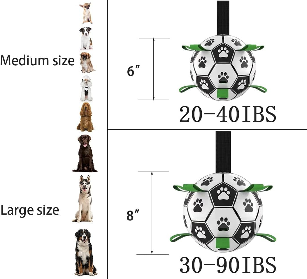 Dog Soccer Ball, Interactive Toys for Tug of War, Puppy Birthday Gifts, Tug Toy, Water Toy, World Cup Durable Balls for Small & Medium Size (6 Inch)