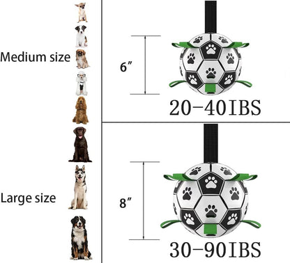 Dog Soccer Ball, Interactive Toys for Tug of War, Puppy Birthday Gifts, Tug Toy, Water Toy, World Cup Durable Balls for Small & Medium Size (6 Inch)